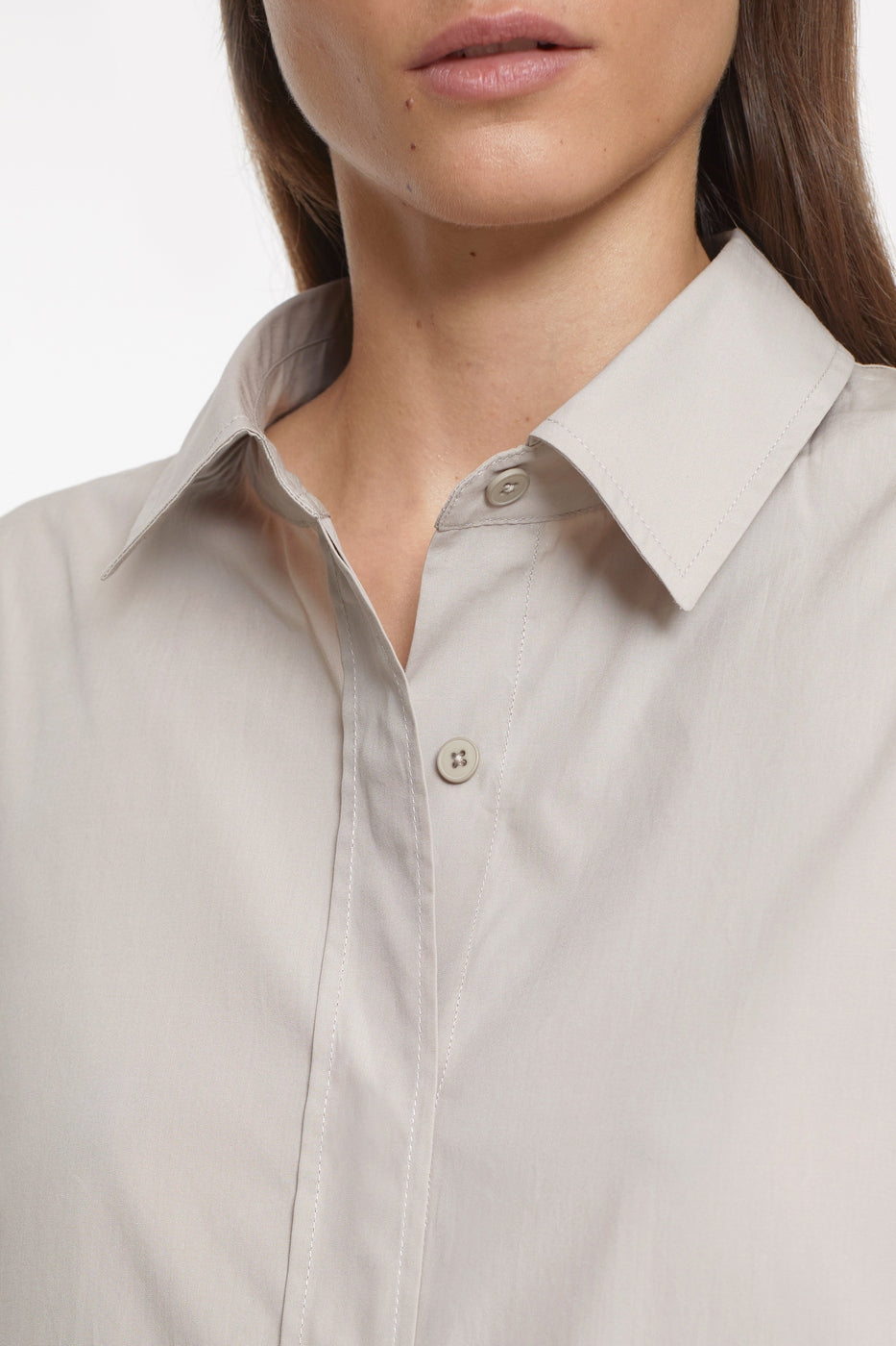Camisa Larga Ajustada - Plaster Beige - Mujer