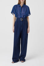 Camisa con Cierre - Indigo Blue - Mujer