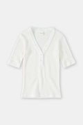 T-Shirts Half Placket V Neck - Charcoal - Mujer