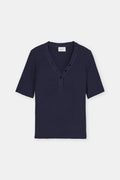 Half Placket V Neck - Dark Night - Women