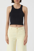 Cropped Tank Top - Black - Femme