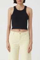 Cropped Tank Top - Black - Femme