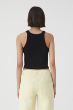 Cropped Tank Top - Black - Femme