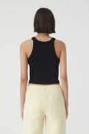 Cropped Tank Top - Black - Femme