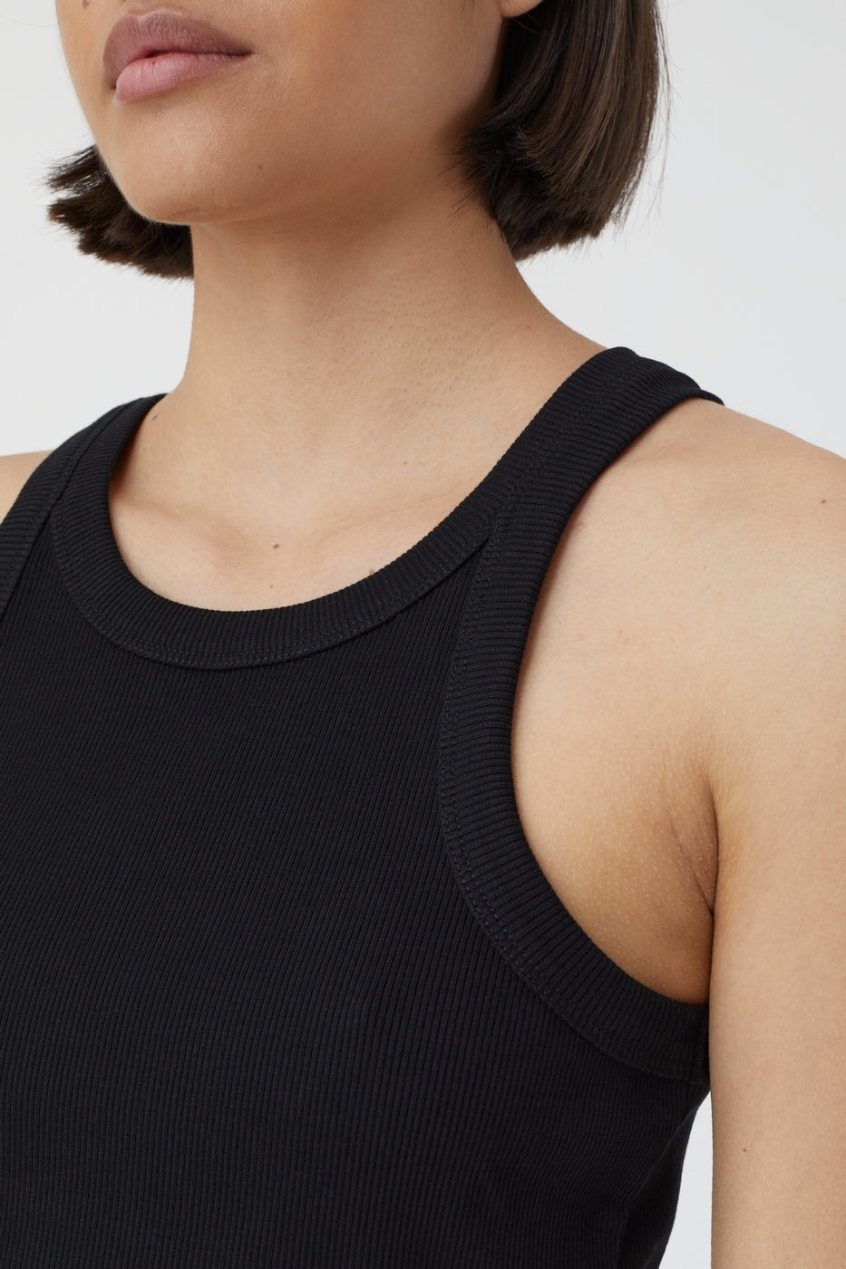 Cropped Tank Top - Black - Femme