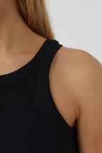Cropped Tank Top - Black - Femme