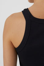 Cropped Tank Top - Black - Femme