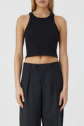 Cropped Tank Top - Black - Femme