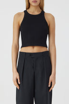 Cropped Tank Top - Black - Femme