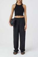 Cropped Tank Top - Black - Femme