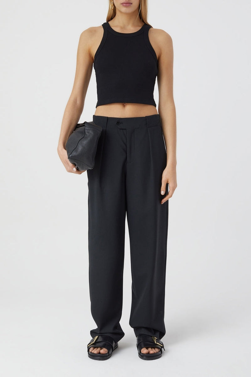 Cropped Tank Top - Black - Femme