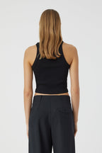 Cropped Tank Top - Black - Femme