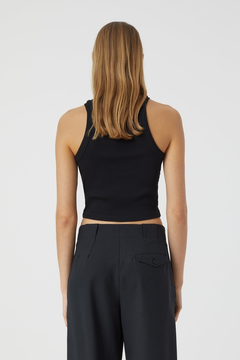 Cropped Tank Top - Black - Femme