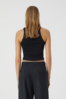 Cropped Tank Top - Black - Femme