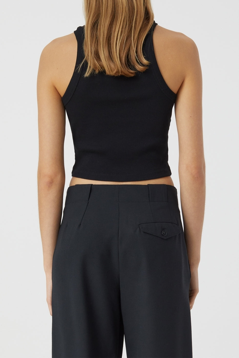 Cropped Tank Top - Black - Femme