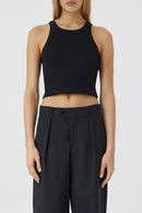 Cropped Tank Top - Black - Femme
