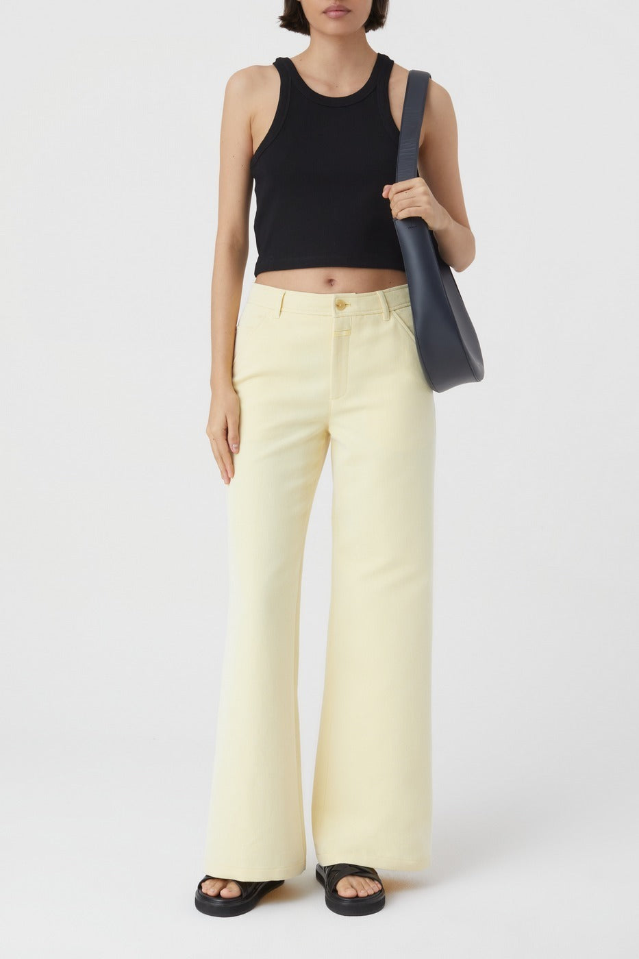 Cropped Tank Top - Black - Femme