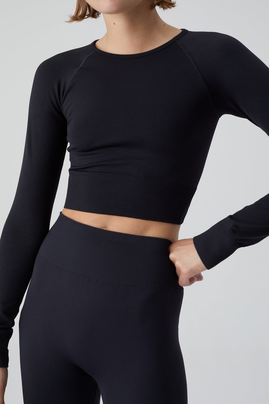 T-Shirts Cropped Raglan Longsleeve - Ivory - Femme