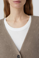 V Cardigan Long Sleeve - Brown Sugar - Femme