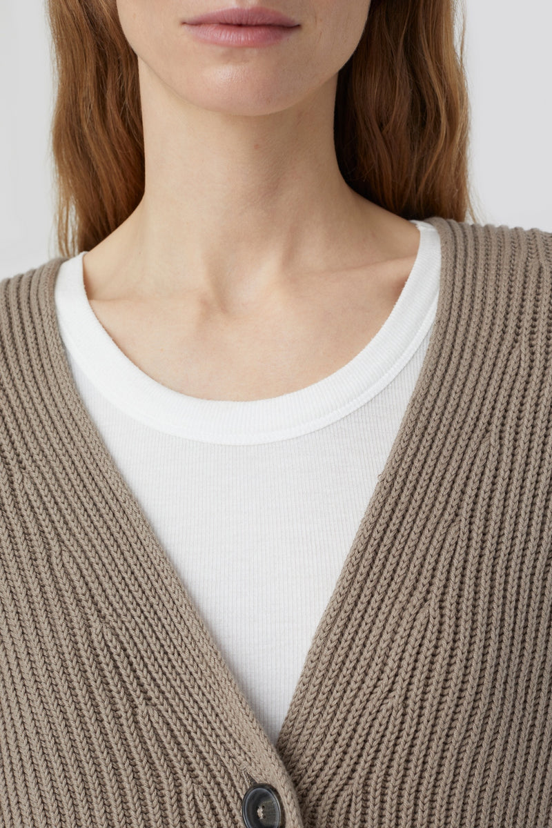 V Cardigan Long Sleeve - Brown Sugar - Femme