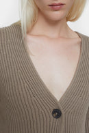 V Cardigan Long Sleeve - Brown Sugar - Femme