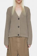 V Cardigan Long Sleeve - Brown Sugar - Femme