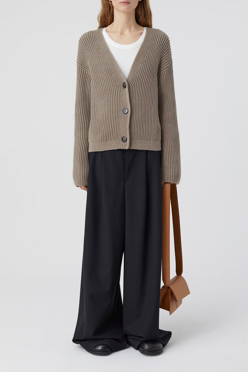 V Cardigan Long Sleeve - Brown Sugar - Femme