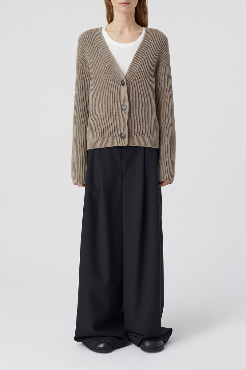 V Cardigan Long Sleeve - Brown Sugar - Femme