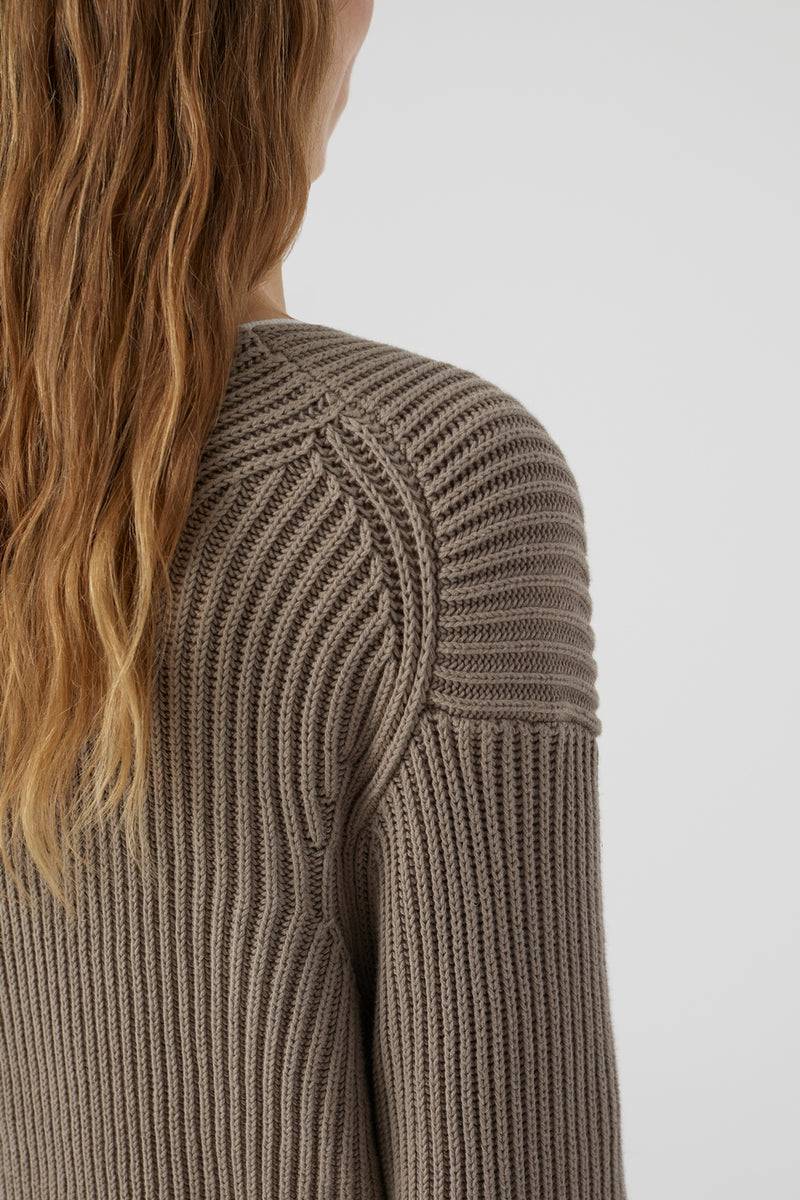 V Cardigan Long Sleeve - Brown Sugar - Femme