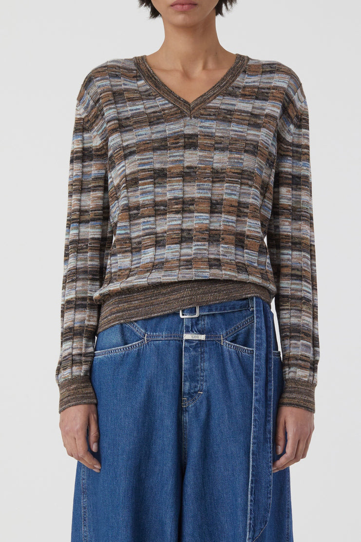 V Neck Long Sleeve - Multi Colour - Femme