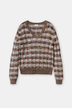 Cuello en V Manga Larga - Multicolor - Mujer