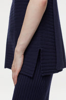 Vest With Slits - Dark Night - Femme