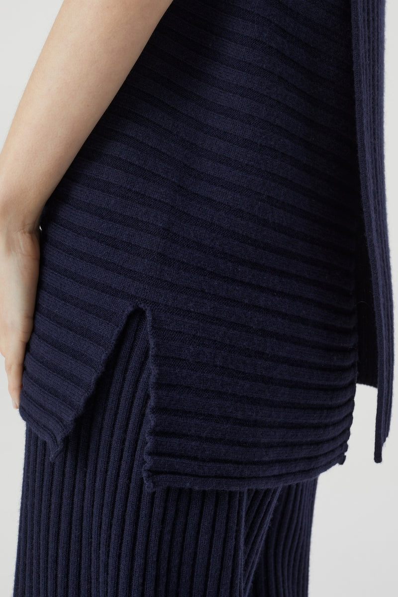 Vest With Slits - Dark Night - Femme