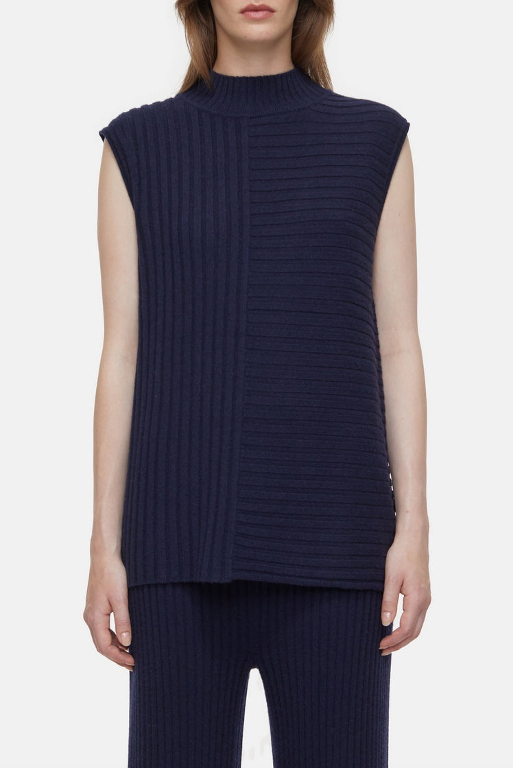 Vest With Slits - Dark Night - Femme