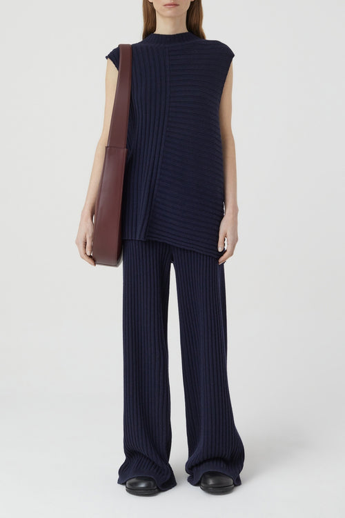 Vest With Slits - Dark Night - Femme