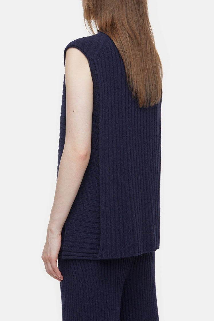 Vest With Slits - Dark Night - Femme