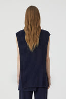 Vest With Slits - Dark Night - Femme