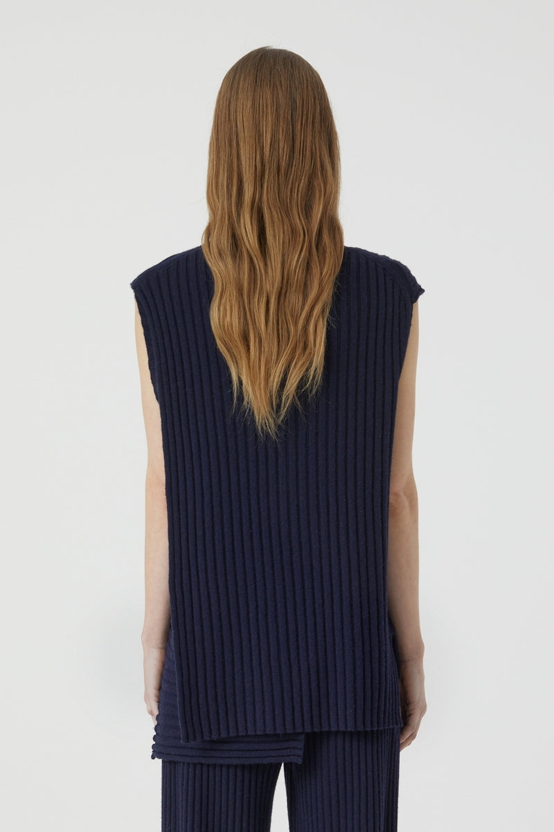 Vest With Slits - Dark Night - Femme