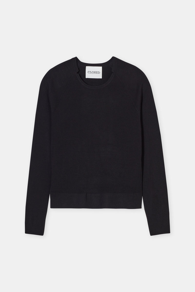 Slim Crew Neck - Black - Femme