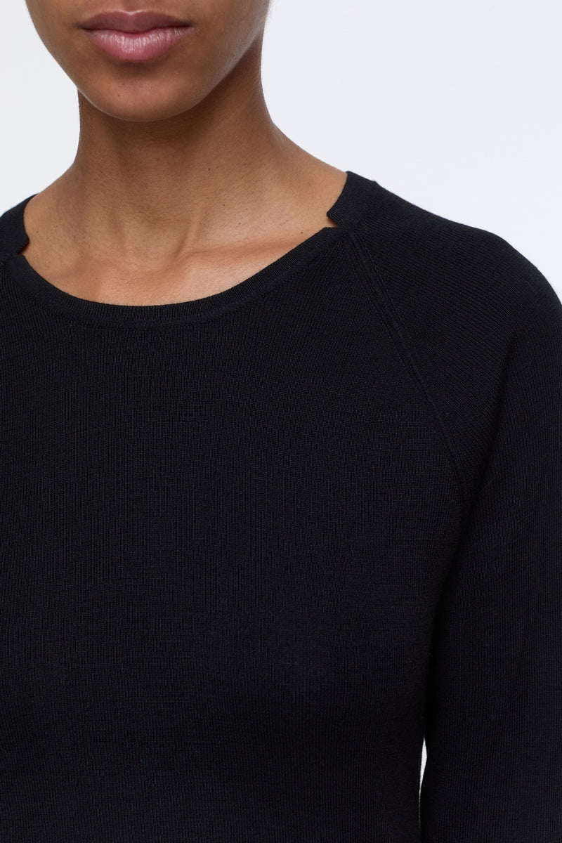 Slim Crew Neck - Black - Femme