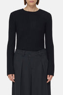 Crew Neck Long Sleeve - Black - Femme
