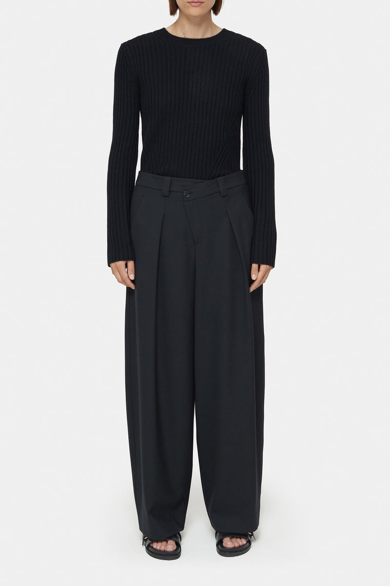 Crew Neck Long Sleeve - Black - Femme