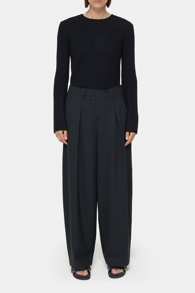 Crew Neck Long Sleeve - Black - Mujer