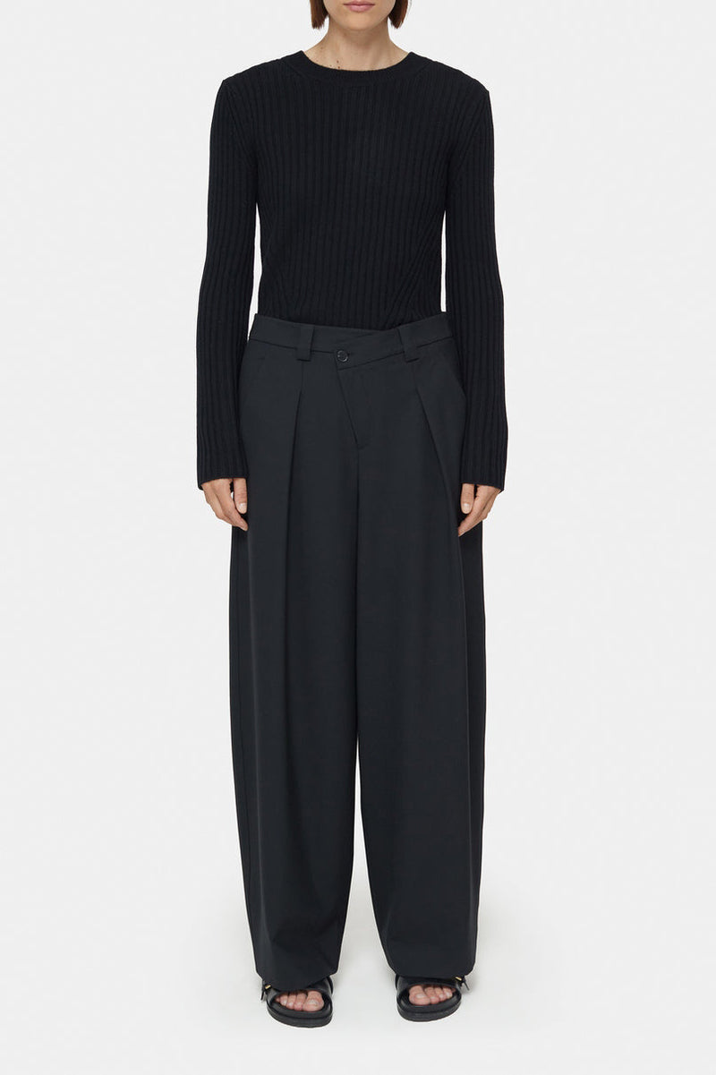 Crew Neck Long Sleeve - Black - Femme