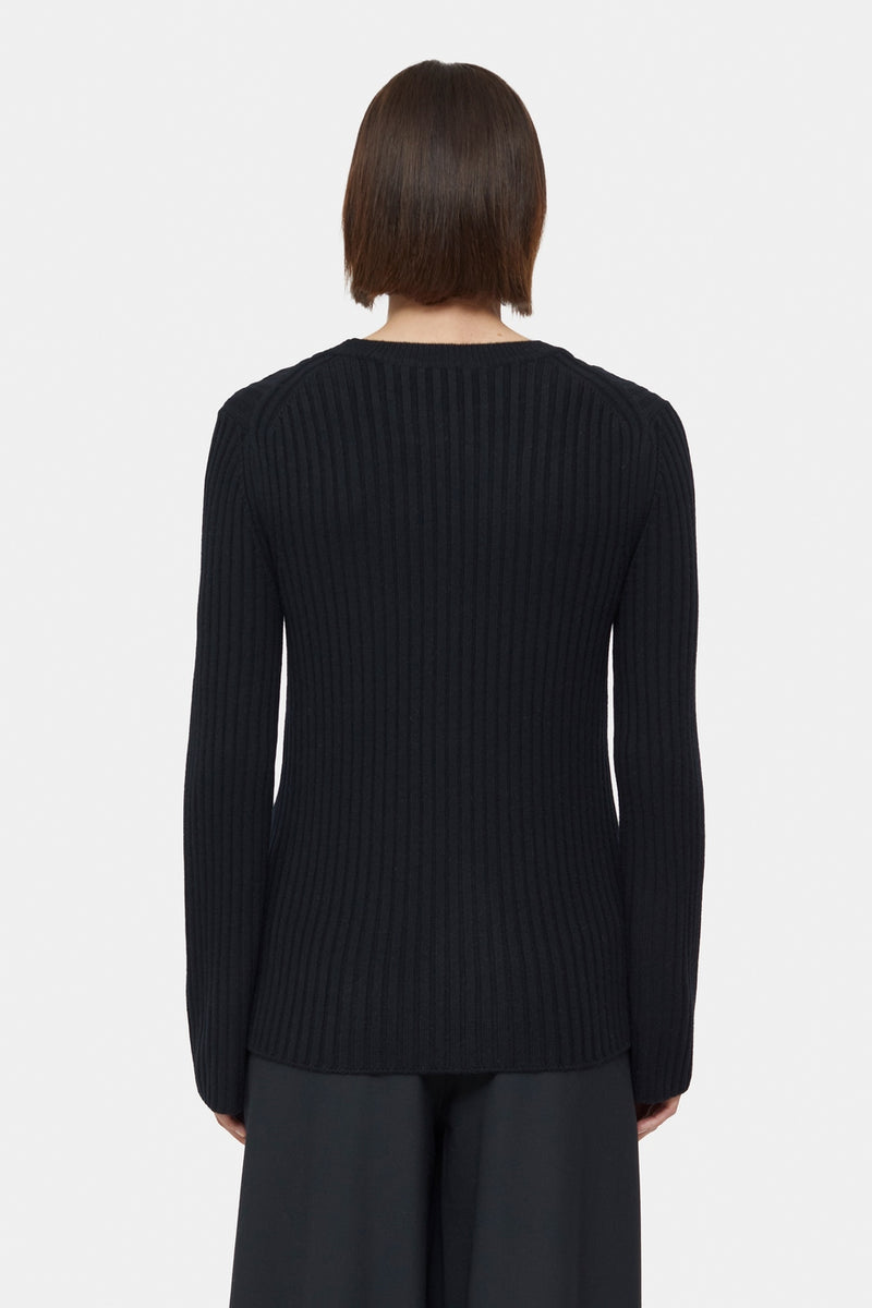 Crew Neck Long Sleeve - Black - Femme