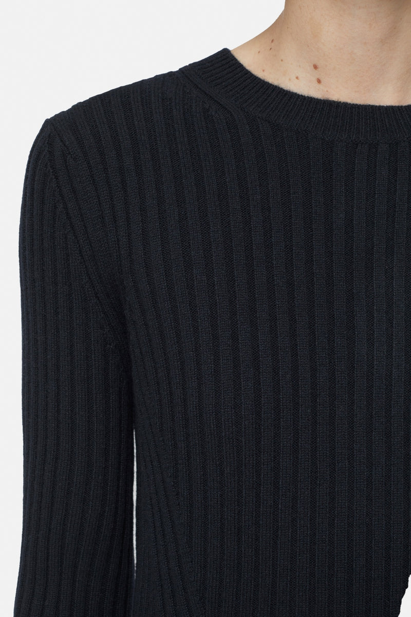 Crew Neck Long Sleeve - Black - Femme
