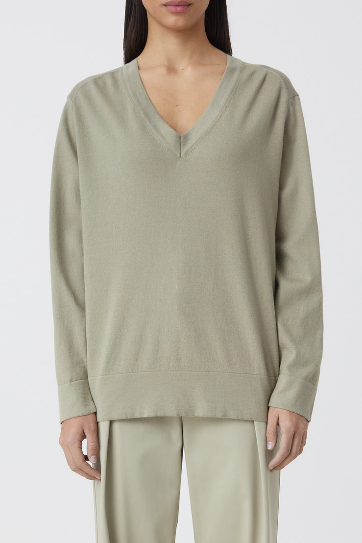 Vneck Long Sleeve - Grey Marble - Mujer