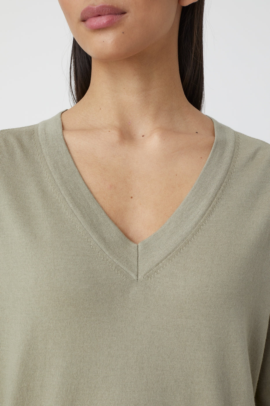 Vneck Long Sleeve - Grey Marble - Mujer