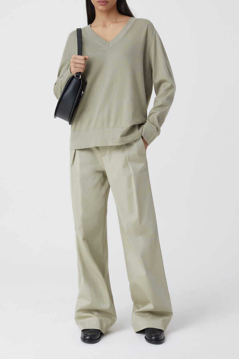 Vneck Long Sleeve - Grey Marble - Mujer
