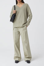 Vneck Long Sleeve - Grey Marble - Mujer